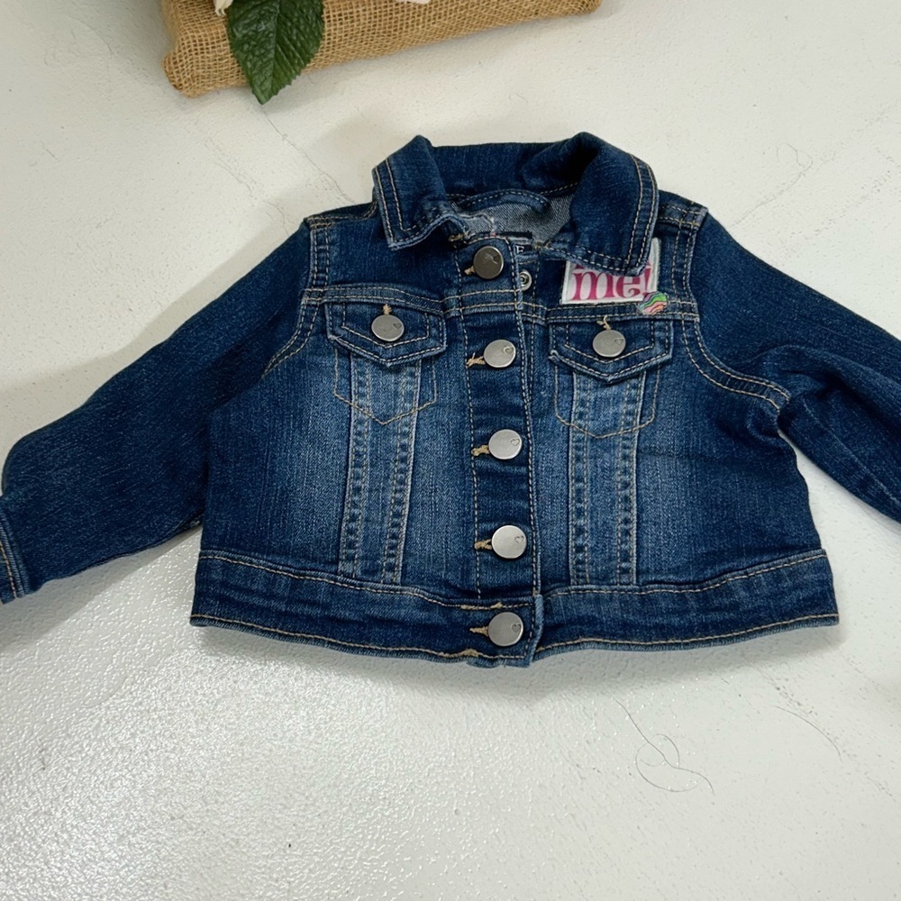 Kids Denim Jacket with Colorful Floral Patches